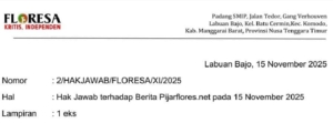 Hak Jawab Floresa.co Terhadap Berita EP dan Editor Floresa Pernah Minta Uang Makan ke Bupati Manggarai