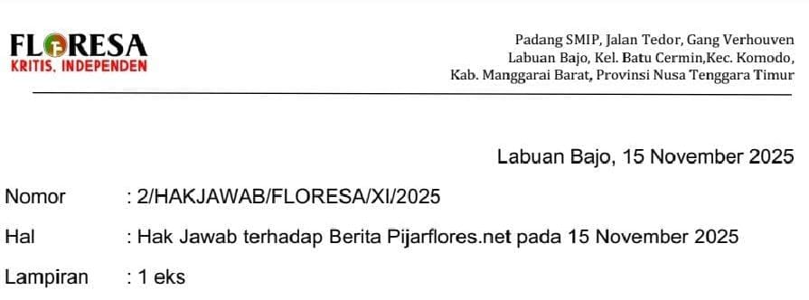 Hak Jawab Floresa.co Terhadap Berita EP dan Editor Floresa Pernah Minta Uang Makan ke Bupati Manggarai
