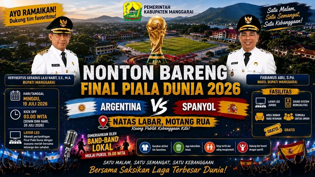Pemerintah Kabupaten Manggarai Gelar Nonton Bareng Final Piala Dunia 2026 di Natas Labar