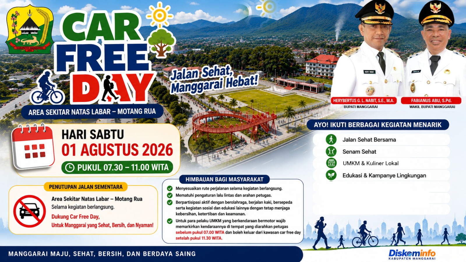 Pemkab Manggarai Gelar Car Free Day Perdana Besok di Ruteng, Dorong Hidup Sehat dan Ekonomi UMKM