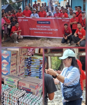 Jaringan Pulih 100% Pasca-Gempa M 7,7, Telkomsel Gandeng Ketua TP PKK Manggarai Salurkan Logistik dan Paket Darurat di Lelak